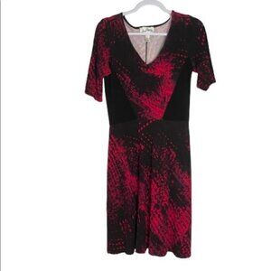 Joseph Ribkoff Red Black Vneck Dress